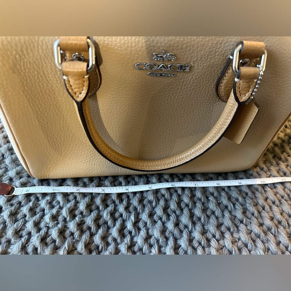 Coach Pebbled Leather Rowan Satchel in Taupe/Beige - Picture 9 of 12